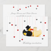 Hochzeitsenten 3 und 2 Herzen Einladung zur Hochze (Vorne/Hinten)