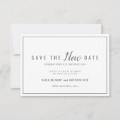 Hochzeitsereignisänderung rette das neue Datum gra Save The Date (Vorderseite)