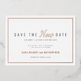 Hochzeitsereigniswechsel rette das neue Datum Rose Folieneinladung