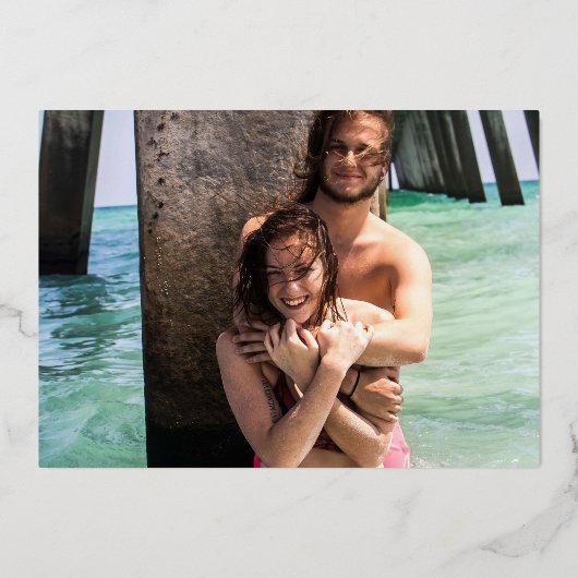 Hochzeitsereigniswechsel rette das neue Datum Rose Folieneinladung (Rückseite)