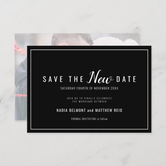 Hochzeitsereigniswechsel rette das neue Datum Schw Save The Date (Vorne/Hinten)