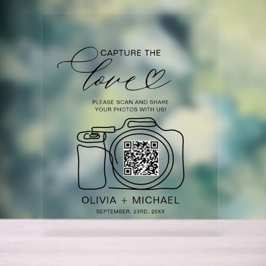 Hochzeitserfassung der Liebe QR Code Foto Share Acrylschild (Neutral)
