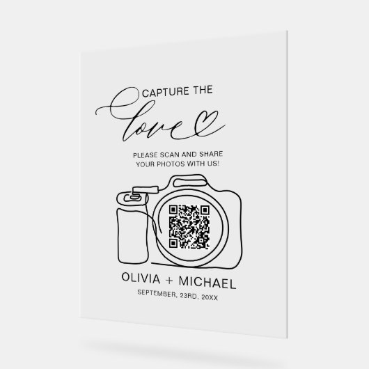 Hochzeitserfassung der Liebe QR Code Foto Share Acrylschild (Winkel)