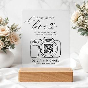 Hochzeitserfassung der Liebe QR Code Foto Share Acrylschild