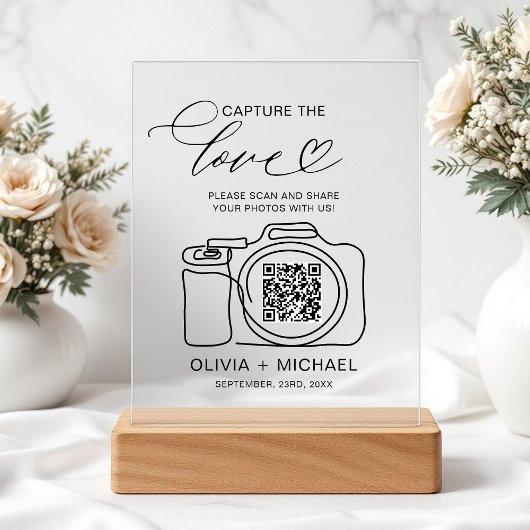 Hochzeitserfassung der Liebe QR Code Foto Share Acrylschild