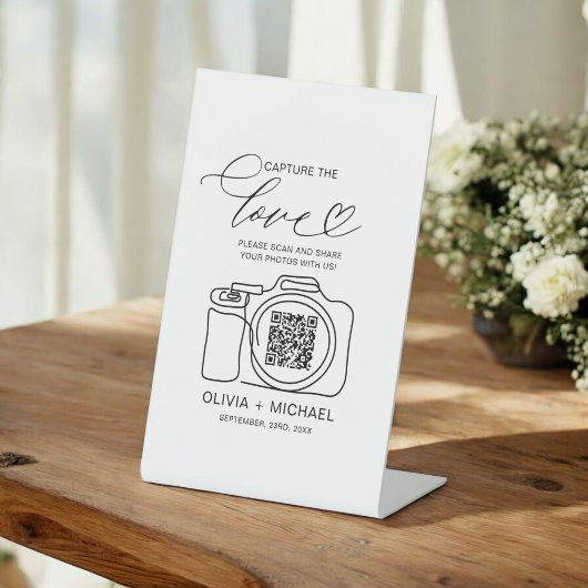 Hochzeitserfassung der Liebe QR Code Foto Share Sockelschild