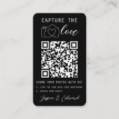 Hochzeitserfassung des Fotos Liebe QR Code Schwarz Platzkarte (Vorderseite)