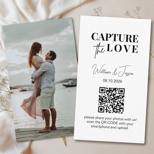 Hochzeitserfassung die Liebe | Foto Sharing QR Cod Begleitkarte