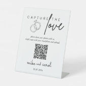 Hochzeitserfassung die Liebe | Foto Sharing QR Cod Sockelschild (Vorderseite)