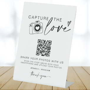 Hochzeitserfassung die Liebe Foto Sharing QR Cod Sockelschild