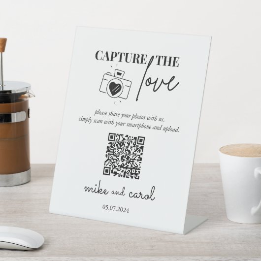 Hochzeitserfassung die Liebe | Foto Sharing QR Cod Sockelschild (In SItu)