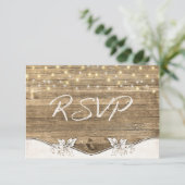 Hochzeitserie RSVP - Holz und Glühbirnen Einladung (Stehend Vorderseite)