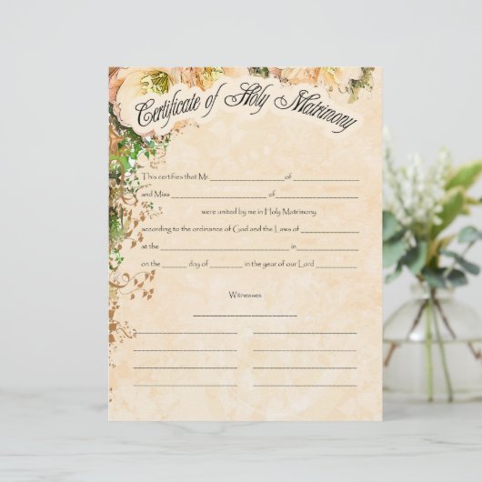 Hochzeitserklärung (Stehend Vorderseite)