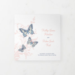 Hochzeitserneuerungsprogramm Korallenschmetterling Dreifach-gefaltete Programmkarte