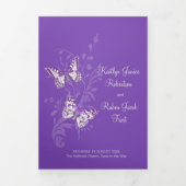 Hochzeitserneuerungsprogramm lila Schmetterlinge Dreifach-gefaltete Programmkarte (Cover)