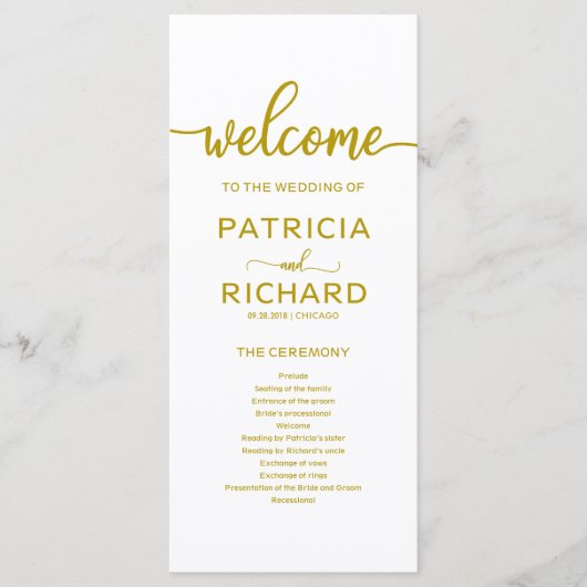 Hochzeitseröffnungsfeier Gold Programm (Vorderseite)