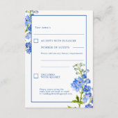 Hochzeitserwiderrufung Blau-Delphinium-Blume Begleitkarte (Rückseite)