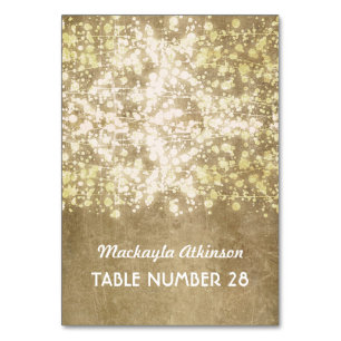 Hochzeitseskorte kardiert Schnurlicht-GoldGlitter Tischnummer