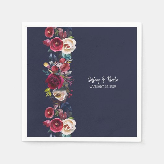 Hochzeitsessen am Hochzeitsessen der Marine Burgun Serviette (Vorderseite)