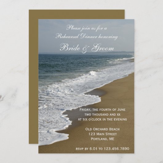 Hochzeitsessen am Strand und am Ozean Probe Einladung (Vorne/Hinten)