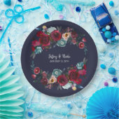 Hochzeitsessen der Marine Burgundy Merlot Pappteller (Party)