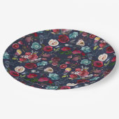 Hochzeitsessen der Marine Burgundy Merlot Pappteller (Schrägansicht)