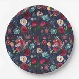 Hochzeitsessen der Marine Burgundy Merlot Pappteller