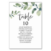Hochzeitsessen, Eukalyptus Gäste Sitzkarte T Tischnummer (Vorderseite)