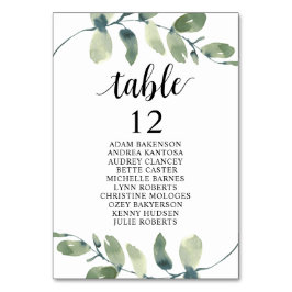 Hochzeitsessen, Eukalyptus Gäste Sitzkarte Tischnummer