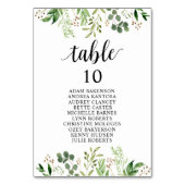 Hochzeitsessen, Grüne Gäste Sitzplan Tischnummer (Rückseite)