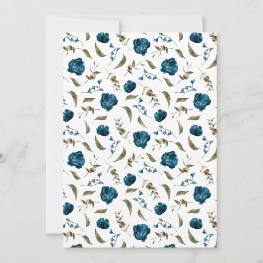 Hochzeitsessen in der blauen Probe Einladung (Rückseite)