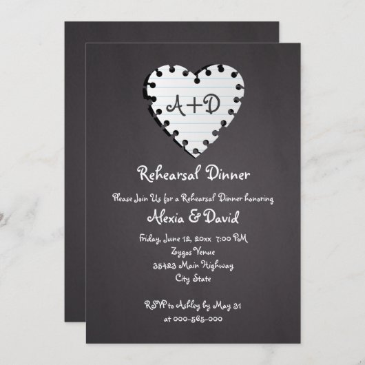 Hochzeitsessen in der Probe auf der Tafel Einladung (Vorne/Hinten)