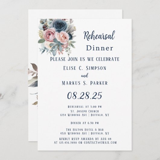 Hochzeitsessen in der Probe Einladung (Vorne/Hinten)