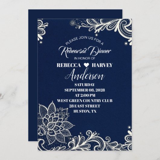 Hochzeitsessen in Nautik-Probe Einladung (Vorne/Hinten)