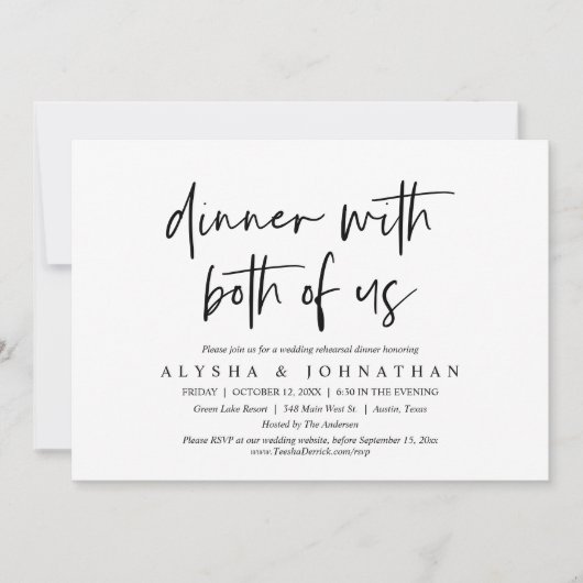Hochzeitsessen mit uns beiden Proben Einladung (Vorderseite)