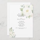 Hochzeitsessen mit weißer Blume Probe Einladung (Vorne/Hinten)