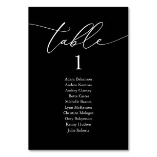 Hochzeitsessen, moderne Gästekarte Tischnummer