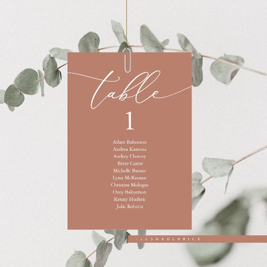 Hochzeitsessen, moderne Gästekarte Tischnummer