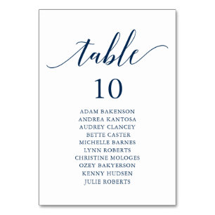 Hochzeitsessen, moderne Gästekarte Tischnummer