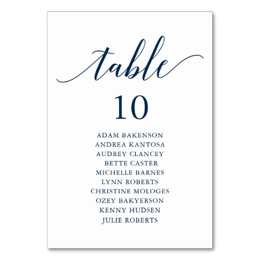 Hochzeitsessen, moderne Gästekarte Tischnummer (Vorderseite)