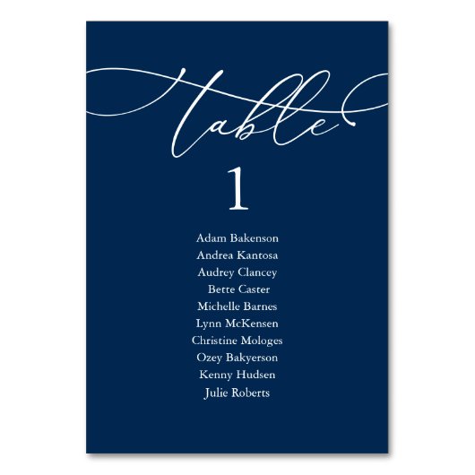 Hochzeitsessen, moderne Gästekarte und Tischnummer (Rückseite)