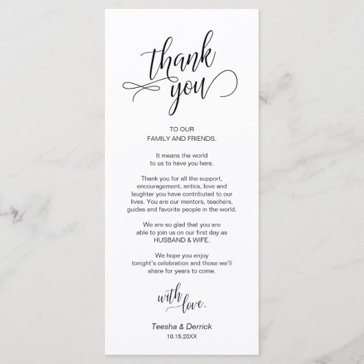 Hochzeitsessen, Ort Einstellung Dankeschön Karten (Vorderseite)