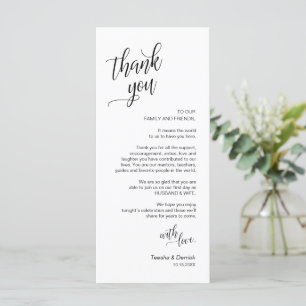 Hochzeitsessen, Ort Einstellung Dankeschön Karten