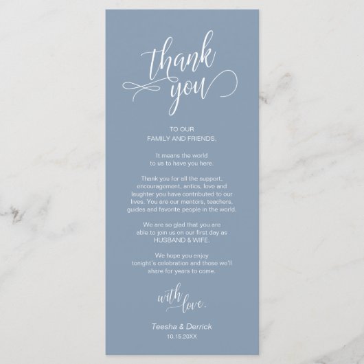 Hochzeitsessen, Ort Einstellung Dankeschön Karten (Vorderseite)