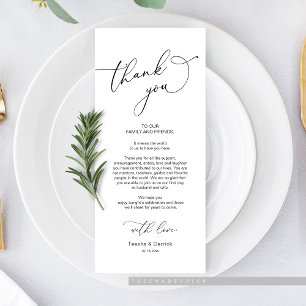 Hochzeitsessen, Platzierung Dankeschön Karte