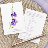 Hochzeitsessen Präferenz lila Blume Kunst Begleitkarte