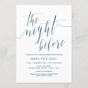 Hochzeitsessen, Probe-Abendessen, Navy-Blue-Kallig Einladung