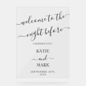 Hochzeitsessen Probe Begrüßungsabend Acrylschild (Vorderseite)