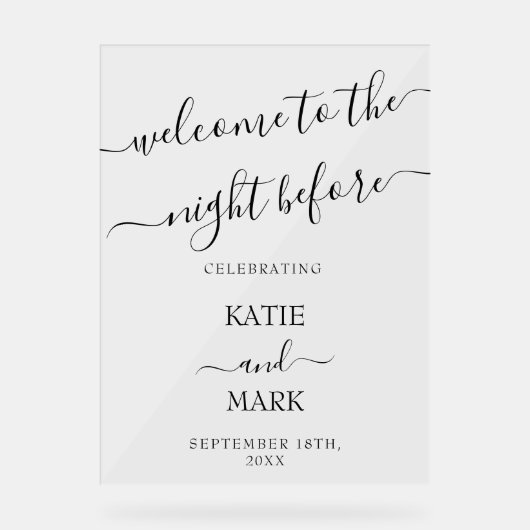 Hochzeitsessen Probe Begrüßungsabend Acrylschild (Vorderseite)