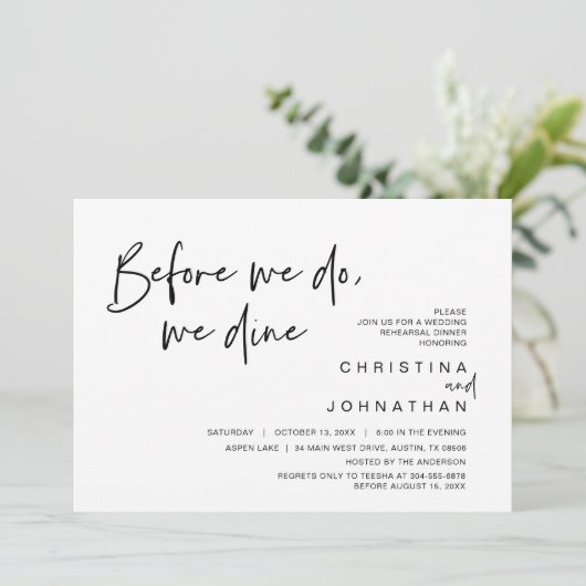 Hochzeitsessen Probe, bevor wir essen Einladung (Stehend Vorderseite)